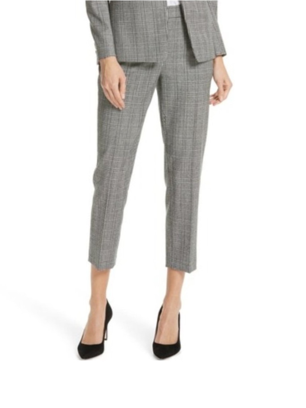 NWT Nordstrom Signature Pants Black White Elodie Wool Blend Crop Capri Sz 12